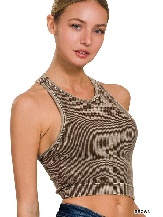 Ribbed Halter Tank Top